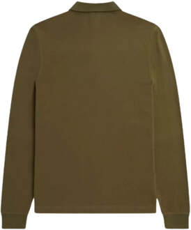 Fred Perry Uniform Groen Lange Mouw Effen Poloshirt - maat