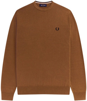 Fred Perry Verfijnde Crewneck Sweatshirt Fred Perry , Brown , Heren - 2Xl,M,S,Xs