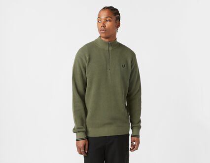 Fred Perry Waffle 1/2 Zip Sweatshirt, groen