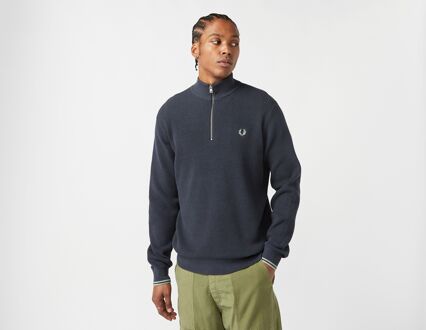 Fred Perry Waffle 1/4 Zip Sweatshirt, blauw