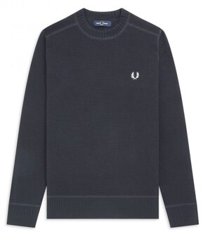 Fred Perry Waffle Textured Crew Neck Jumper - Grijs - Heren - maat  L