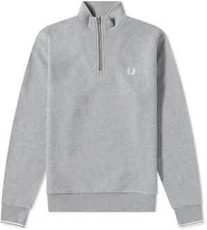 Fred Perry Witte Half Zip Sweatshirt Fred Perry , Gray , Heren - 2Xl,Xl,L,M,S