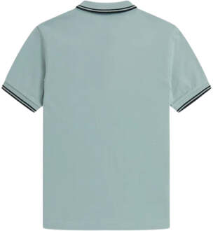 Fred Perry zwart lichtblauw poloshirt met dubbele getipte kraag - XS