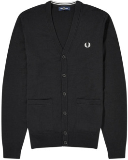 Fred Perry Zwarte Cardigan - Stijl/Model Naam Fred Perry , Black , Heren - L