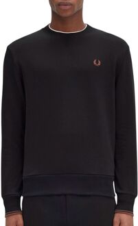 Fred Perry Zwarte Geborduurde Logo Crew Neck Sweatshirt Fred Perry , Black , Heren - 2Xl,Xl,L,M,S,3Xl