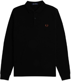 Fred Perry Zwarte Polo met Lange Mouwen van Katoen Fred Perry , Black , Heren - Xl,L,M,S