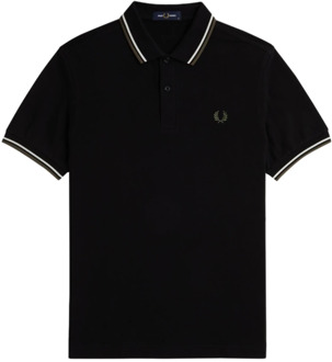 Fred Perry Zwarte Twin Tipped Polo Shirt Fred Perry , Black , Heren - Xl,L,M,S