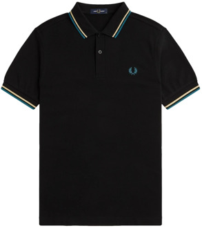 Fred Perry Zwarte Twin Tipped Polo Shirt Fred Perry , Black , Heren - Xl,L,M