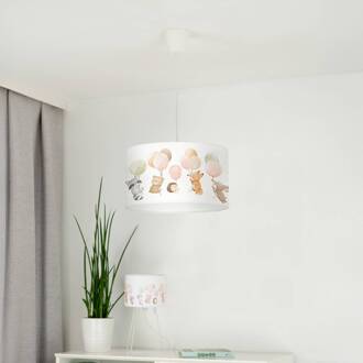 Freddy hanglamp, Ø 35 cm, stof, kleurrijk, dieren, E27