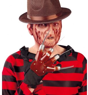 Freddy horror verkleed handschoen - met klauwen / messen - Halloween