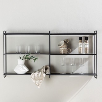 Freddy metalen wandrek zwart - 122 x 63 cm