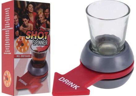 Free and easy Drankspel Shot Spinner 10 Cm Rood - Cadeau Tip