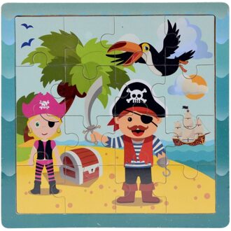Free and easy legpuzzel Piraten en Toekan 16 stukjes