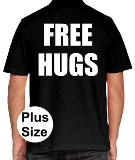 Free Hugs grote maten poloshirt zwart voor heren 3XL