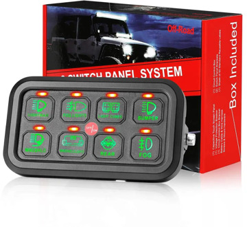 Free Shiping Green LED 8 Gang Switch Panel Slim Touch Control Panel Box Circuit Control Relay System for Truck Boat Jeep ATV