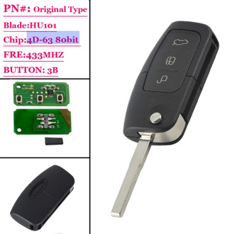 Free shipping(1 piece) 3 Button 433 MHz Remote Key Fob For Ford Focus Fiesta C Max S Max Galaxy 4D63 Chip HU101 Blade