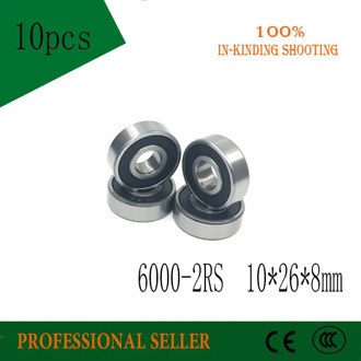 Free shipping 10pcs 6000-2RS 10*26*8mm Bearing 10x26x8 mm Deep Groove 6000 2RS Ball Bearings 6000RS 180100 RS