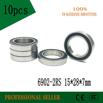 Free shipping 10PCS 6902-2RS 15x28x7MM Metric Thin Section Bearings 61902RS 6902 RS bike hub part