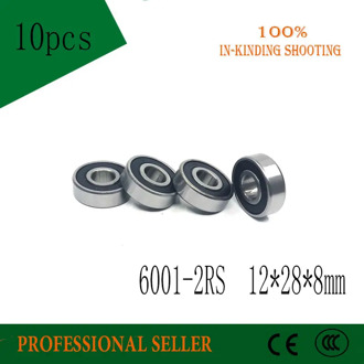 Free shipping 10pcs High quality 6001-2RS ball bearings 6001 2RS 12x28x8 mm deep groove ball bearing 6001RS