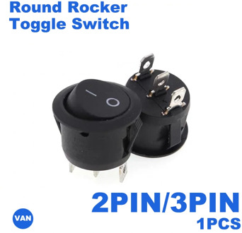 FREE SHIPPING 1PCS 2/3PIN Black ON/OFF 6A/250V Round Rocker Toggle Switch RED White Plastic Push Button Switch