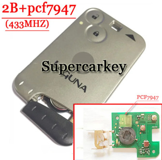 Free shipping 2 Button 433MHZ pcf7947 chip remote card for Renault Laguna Espace Velsatis card with logo (1piece)