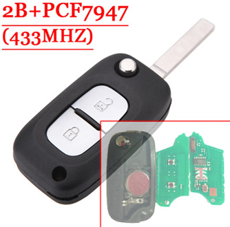 Free shipping 2 Button Remote Flip Key With PCF7947 Chip 433MHZ For Renault Clio(1piece)