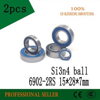 Free shipping 2pcs 6902-2RS 15X28X7mm bearing steel hybrid ceramic ball bearings 6902 2RS 15*28*7mm Si3N4 bike part 6902RS