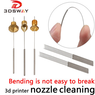 Free Shipping 3D Printer accessories tool Bendable Drill Bit for Cleaning of 3D Printer Hotend 0.2mm 0.3mm 0.4mm Nozzle 10pcs