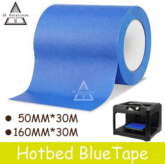 Free shipping 3D Printer Parts Blue Tape 50MM/160MM wide 30M 50MM*30M/160MM*30M Reprap bed tape,painters masking tape
