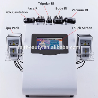 Free Shipping! 6 In 1 40K or 80K Ultrasonic Cavitation Vacuum Radio Frequency Laser 8 Pads Lipolaser Slimming Machine