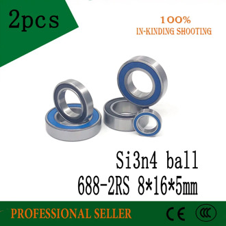 Free Shipping 688 2RS 8x16x5mm steel hybrid ceramic SI3N4 ball bearing 688-2RS 8*16*5mm for bike part