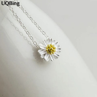 Free Shipping 925 Sterling Silver Pendants&Necklaces Daisy Necklace Jewelry Collar Colar de Plata