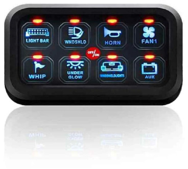 Free Shipping Blue LED 8 Gang Switch Panel Circuit Control Relay System Box Slim Touch Control Panel for Boat Jeep UTV Caravan