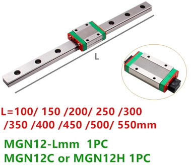 free shipping cnc parts MGN12 100 150 200 250 300 350 400 450 500 550mm 12mm linear rail slide 1pc MGN12+ MGN12C MGN12H carriage