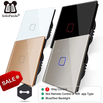 Free Shipping EU Standard 1 2 3 Gang 1 Way Wall Light Controler Home Automation Touch Switch Not Wif Remote Switch Glass Panel