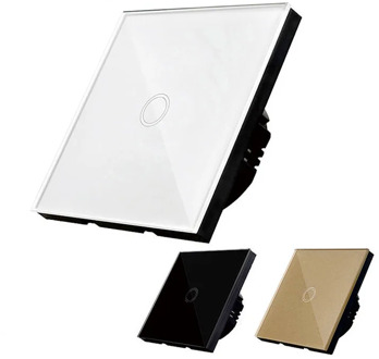 Free Shipping, EU Standard Touch Switch, 1 Gang 1 Way Control, Crystal Glass Panel,Wall Light Switch,KT001EU