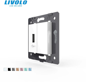 Free Shipping, Livolo White Plastic Materials, EU Standard DIY Parts, Function Key For USB Socket,VL-C7-1USB-11 (4 Colors)
