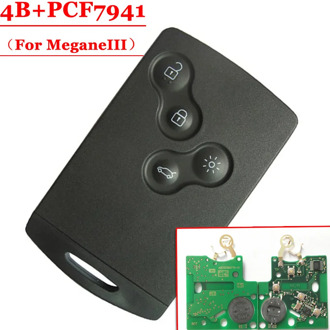 Free shipping New 4 Button Card(Not Smart) With PCF7941 for Renault Megane III Laguna III (1 piece)