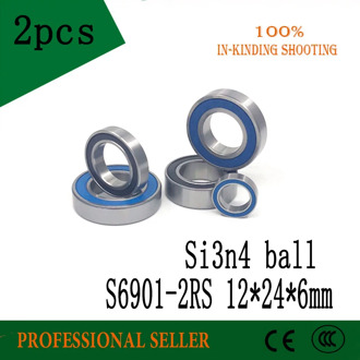 Free shipping S6901-2RS 12x24x6mm stainless steel 440C hybrid ceramic deep groove ball bearing 6901 61901 s69012rs s6901rs