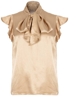 Freebird Top korte mouw bodile ruffle f-w Goud - L