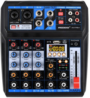 Freeboss AM-PSM DC 5V Power Supply USB Interface 6 Channel 2 Mono 2 Stereo 16 Effects Audio Mixer