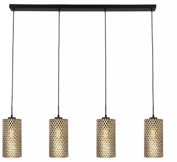Freelight Cestino Hanglamp Zwart - Goud 4 Lichts