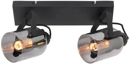 Freelight Fumoso plafondspot, lengte 37 cm, zwart/grijs, 2-lamps. zwart, rookgrijs
