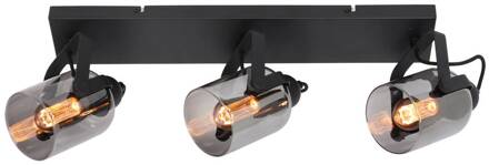 Freelight Fumoso plafondspot, lengte 61 cm, zwart/grijs, 3-lamps. zwart, rookgrijs