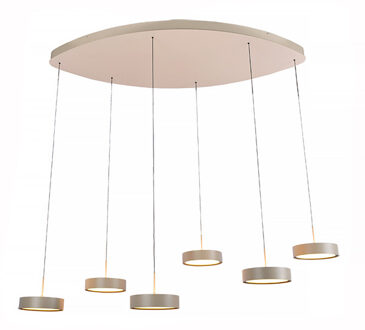 Freelight Hanglamp Alieno 6 lichts ovaal L 120 cm comfortlift beige