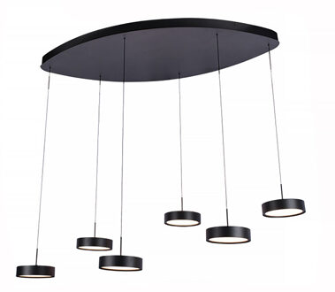 Freelight Hanglamp Alieno 6 lichts ovaal L 120 cm comfortlift zwart