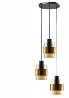 Freelight Hanglamp Chiasso 3 lichts Ø 35 cm zwart goud