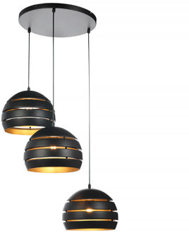 Freelight Hanglamp Djarin 3 lichts Ø 50 cm zwart goud
