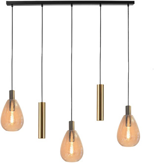 Freelight Hanglamp Dorato 5 lichts L120 cm zwart goud