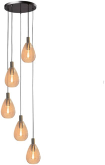 Freelight Hanglamp Dorato 5 lichts Ø 40 cm Vide zwart goud